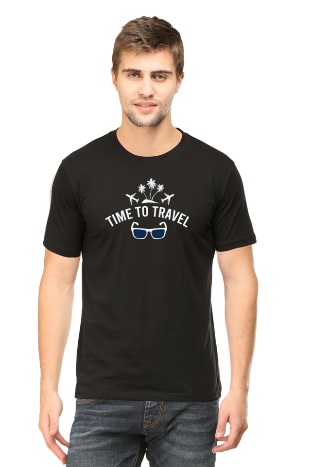 Royal Blue Time to Travel Round Neck Tshirt