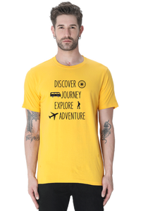 Yellow Discover Journey Half Sleeve Tshirt