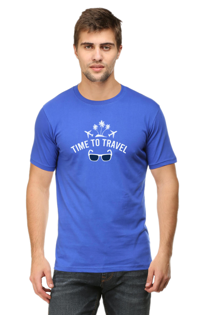 Blue Time to Travel Round Neck Tshirts