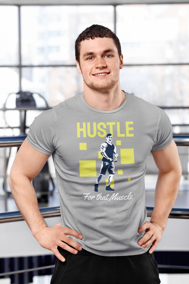 Grey Hustle For Muscle Tshirt