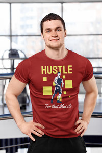 Red Hustle For Muscle Tshirt