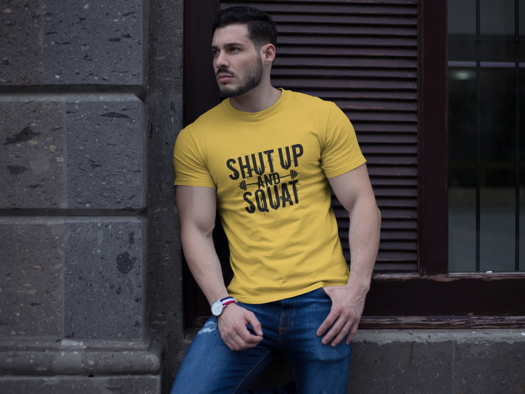 Yelllow Shut Up & Squat Half Sleeve Tshirt